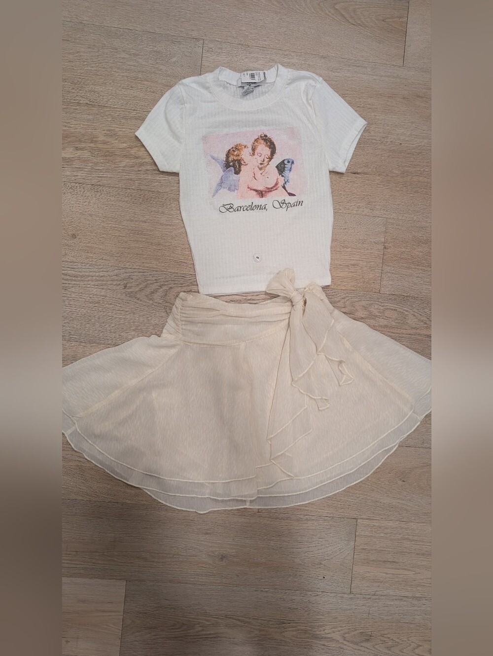 Bundle: Tillys NWR RSQ Ribbed Angels S Top + Aerie XS Beige Wrap Skirt